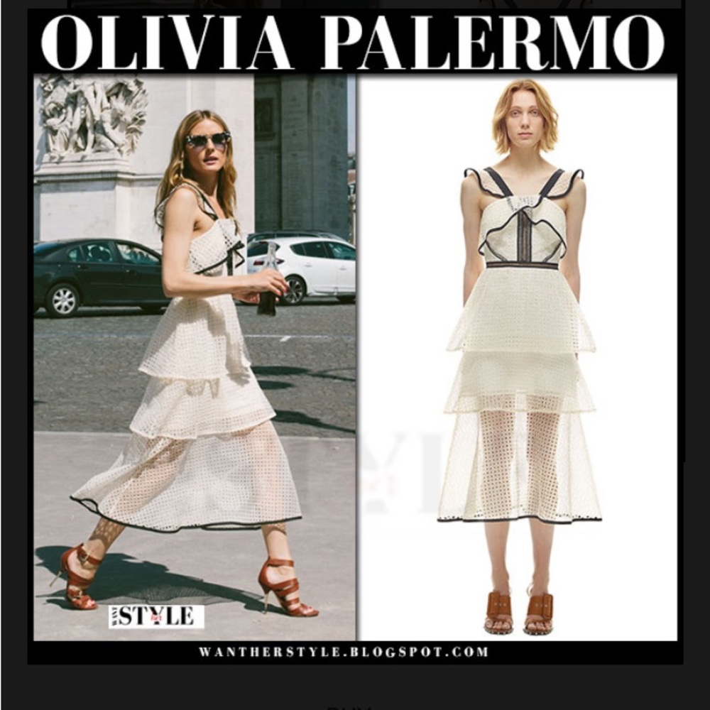 Self-Portrait Cream &Black‎ Guipure Lace Sleeveless Midi Dress